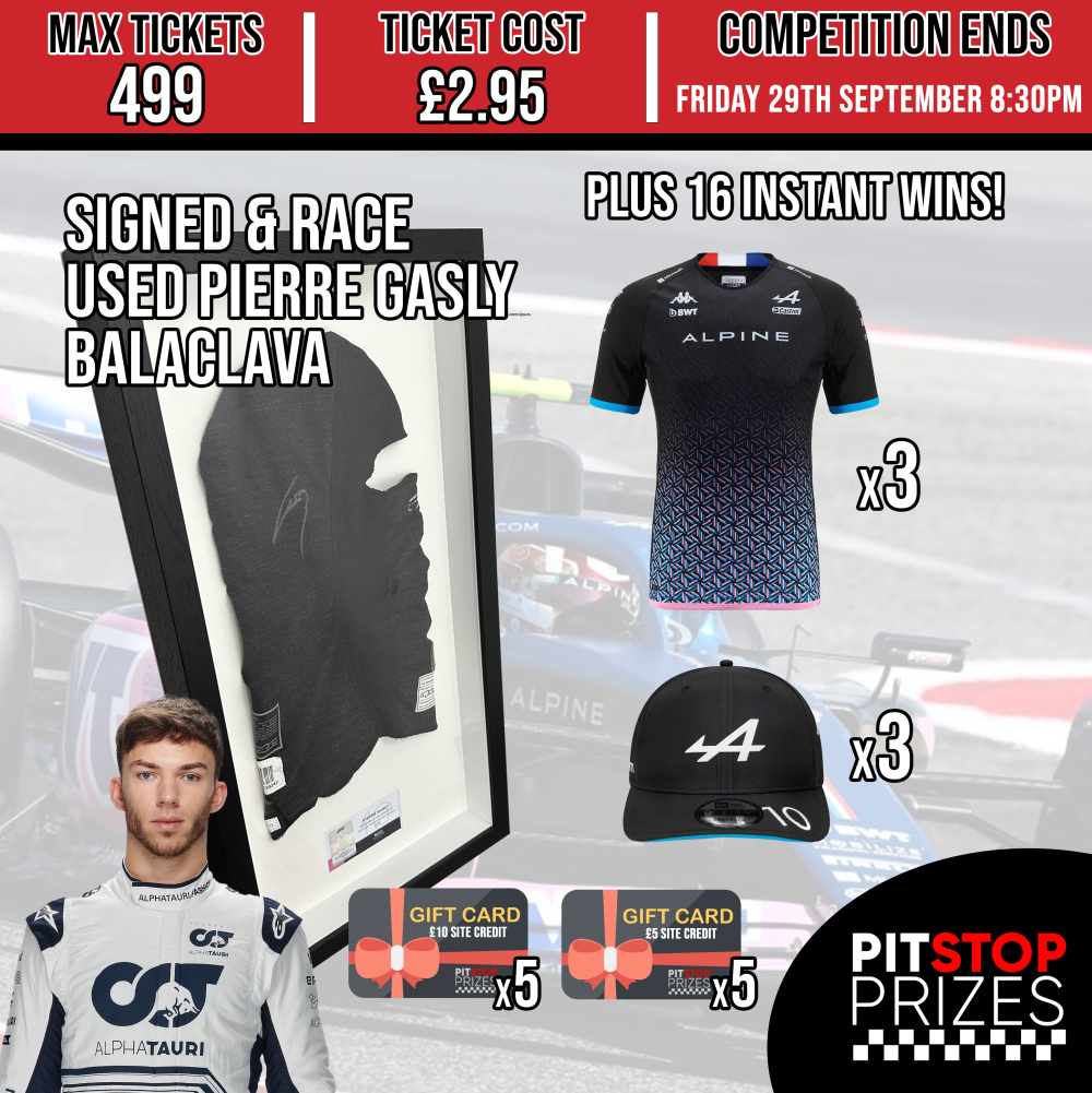 RACE USED BALACLAVA SIGNED BY PIERRE GASLY PLUS 16 INSTANT WINS!!