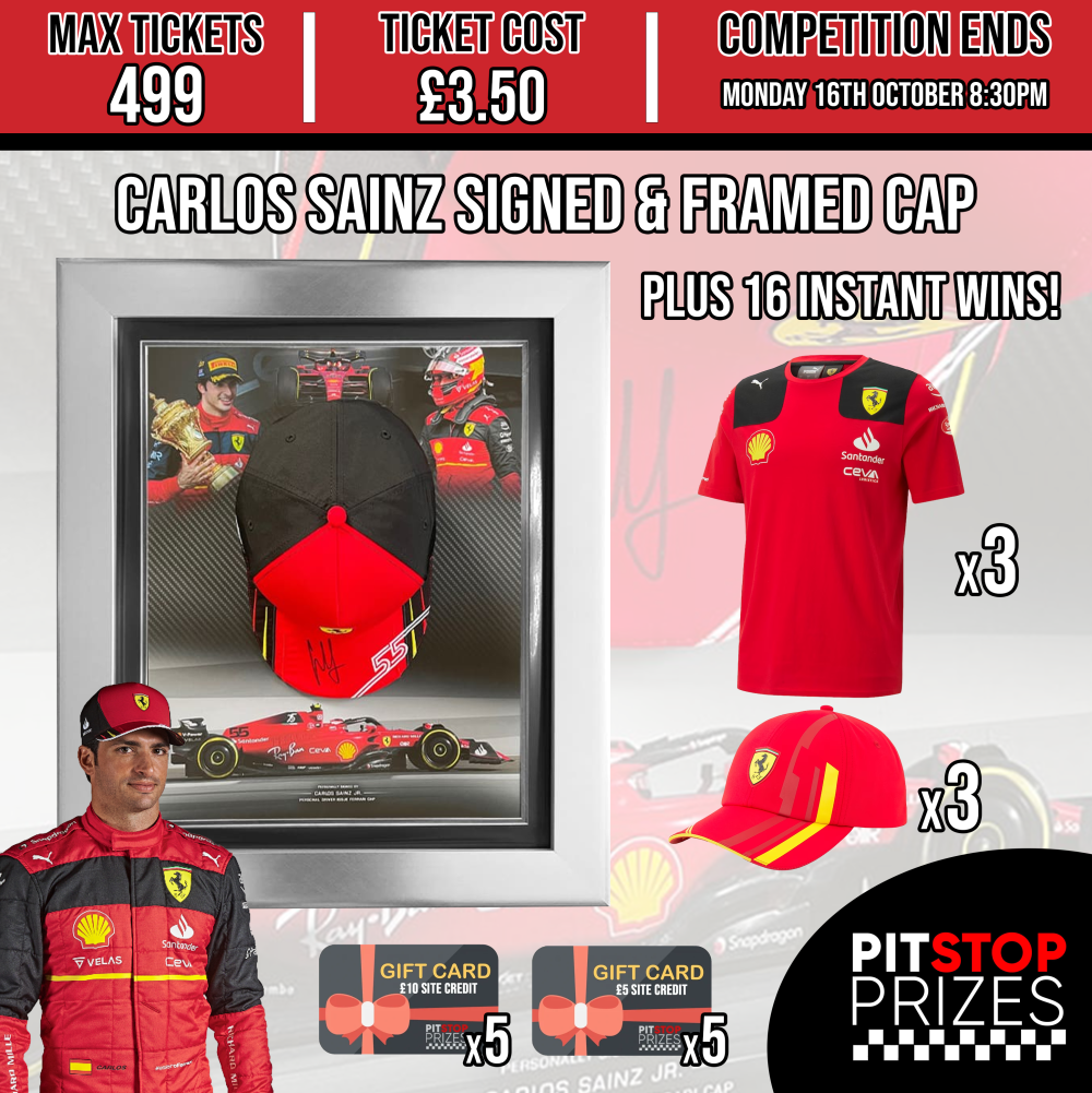 SIGNED & FRAMED CARLOS SAINZ CAP + 16 INSTANT WINS!