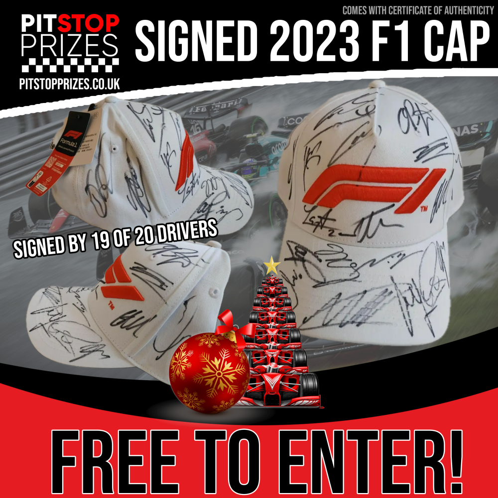 FREE TO ENTER!! F1 CAP SIGNED BY 19 OF 20 2023 F1 DRIVER LINE UP!!