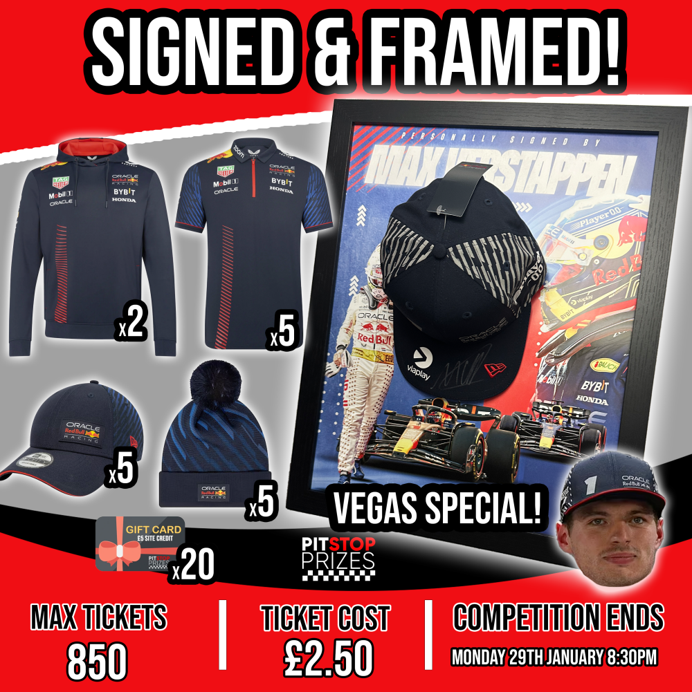 MAX VERSTAPPEN: SIGNED & FRAMED VEGAS CAP + 37 INSTANT WINS!