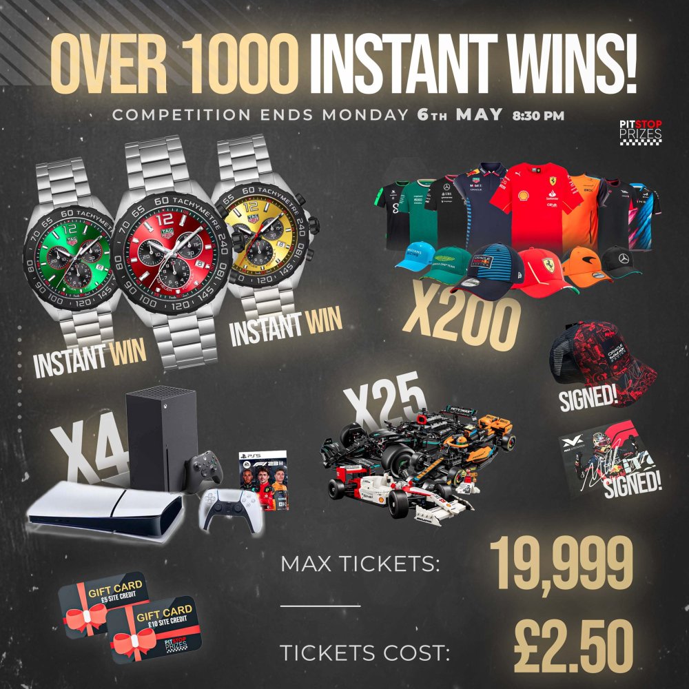 HUGE COMP! TAG HEUER FORMULA 1 WATCH + OVER 1000 INSTANT WINS!