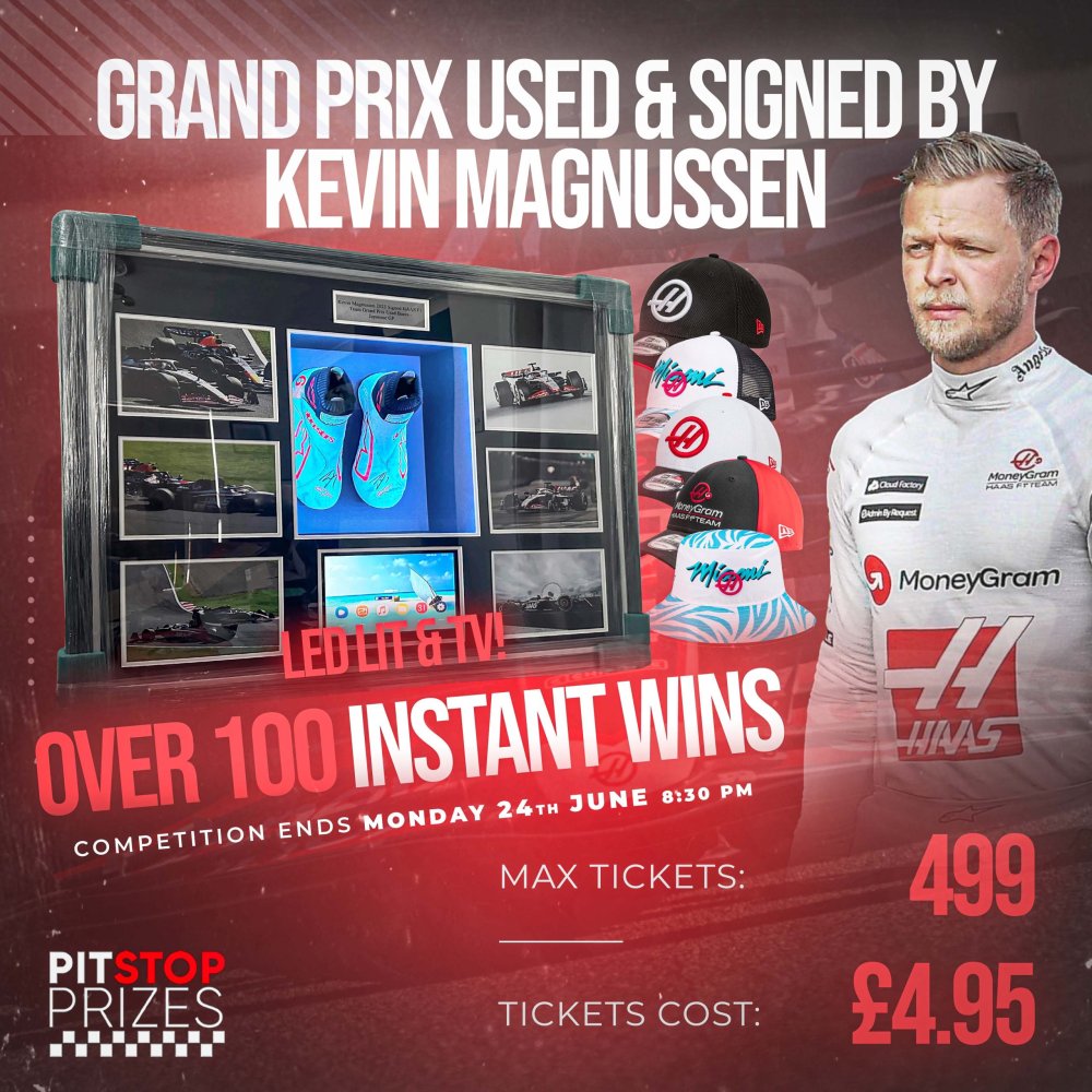 MAGNUSSEN: SIGNED & GRAND PRIX USED BOOTS! PLUS OVER 100 INSTANT WINS!!