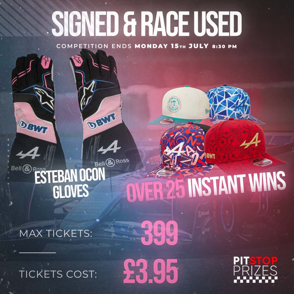 OCON: SIGNED & RACE USED GLOVES! PLUS OVER 25 INSTANT WINS!