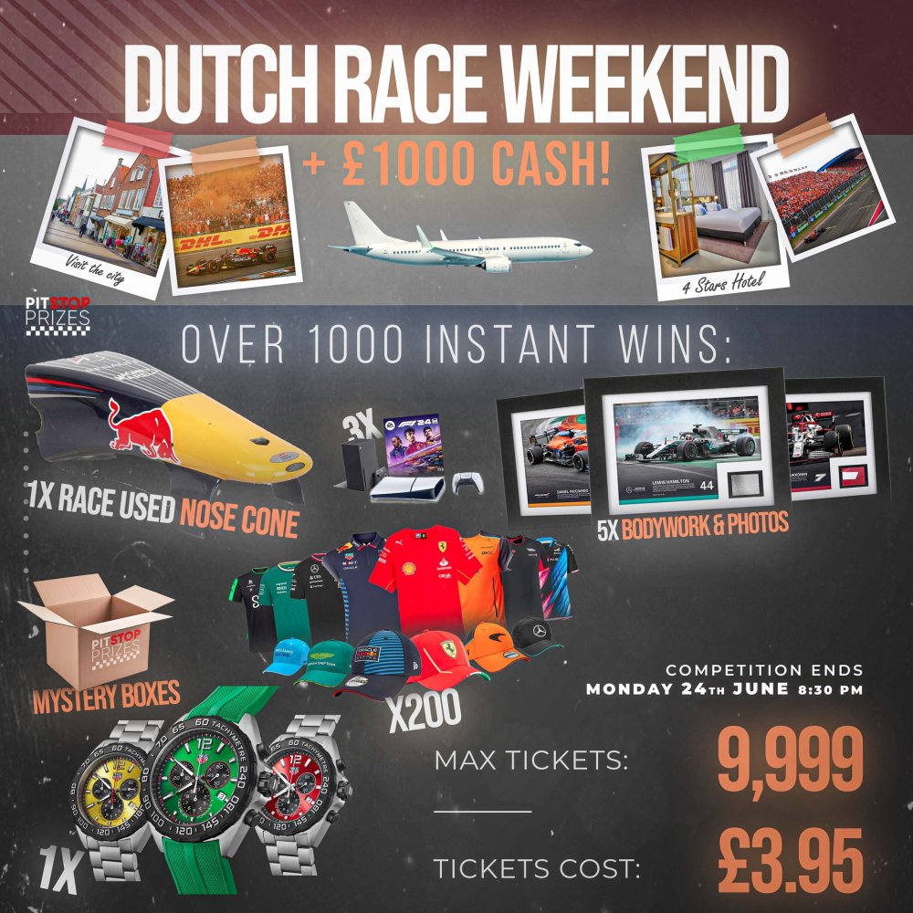 DUTCH RACE WEEKEND FOR 2 + £1000 CASH! 1000 INSTANT WINS!