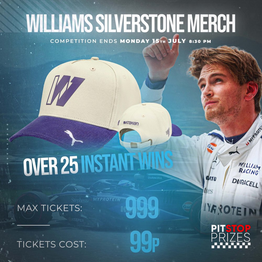 WILLIAMS SILVERSTONE CAPS! OVER 25 INSTANT WINS!