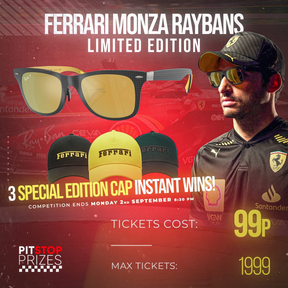 FERRARI x RAYBAN MONZA! LIMITED EDITION! 3 SPECIAL INSTANT WINS!