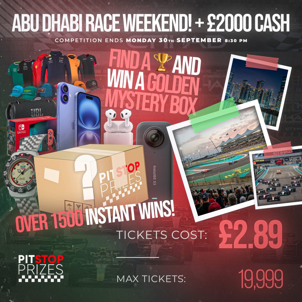 ABU DHABI RACE WEEKEND FOR 2 + £2000 CASH! OVER 1500 INSTANT WINS!!