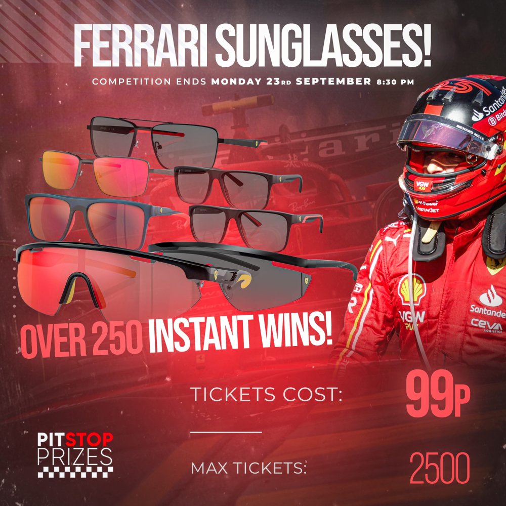 ALL NEW FERRARI SUNGLASSES! OVER 250 INSTANT WINS!