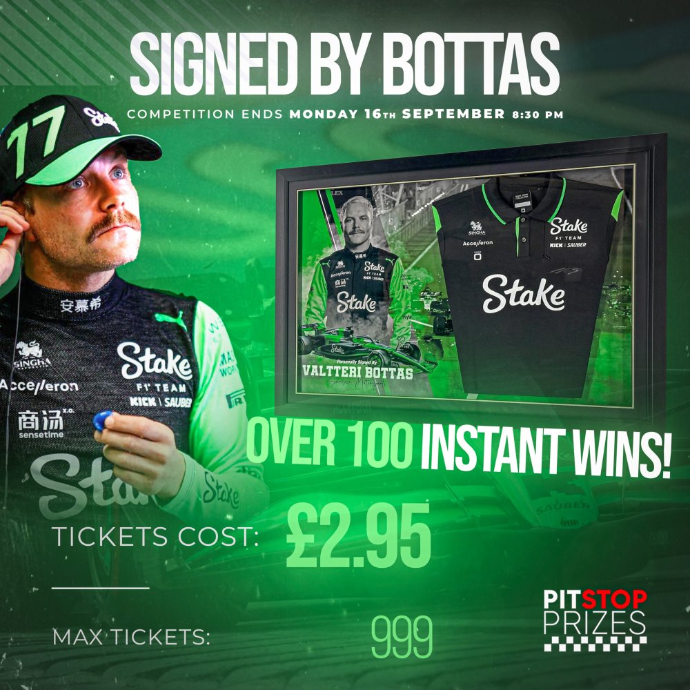 FRAMED SIGNED BOTTAS SHIRT! OVER 100 INSTANT WINS!