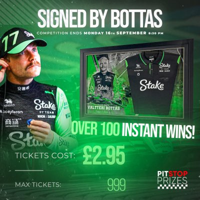 FRAMED SIGNED BOTTAS SHIRT! OVER 100 INSTANT WINS!