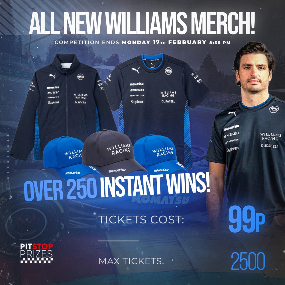 ALL NEW WILLIAMS MERCH! OVER 250 INSTANT WINS!
