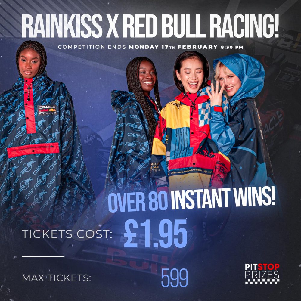 RAINKISS x RED BULL RACING PONCHOS! OVER 80 INSTANT WINS!