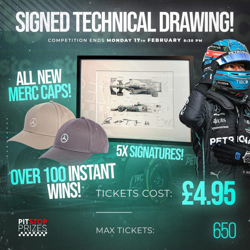 VERY RARE: SIGNED & FRAMED TECHNICAL DRAWING FROM MERCEDES! OVER 100 INSTANT WINS!