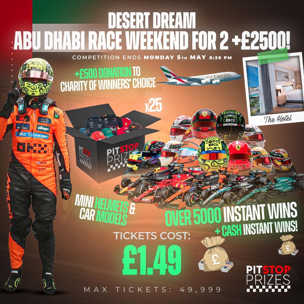 THE DESERT DREAM: ABU DHABI RACE WEEKEND FOR 2 + £2500!! OVER 5000 INSTANT WINS!!