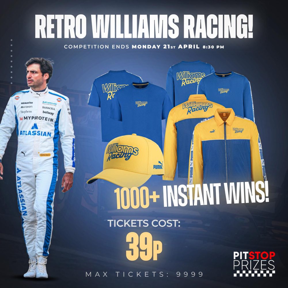 39p COMP: RETRO WILLIAMS RACING! 1000+ INSTANT WINS!