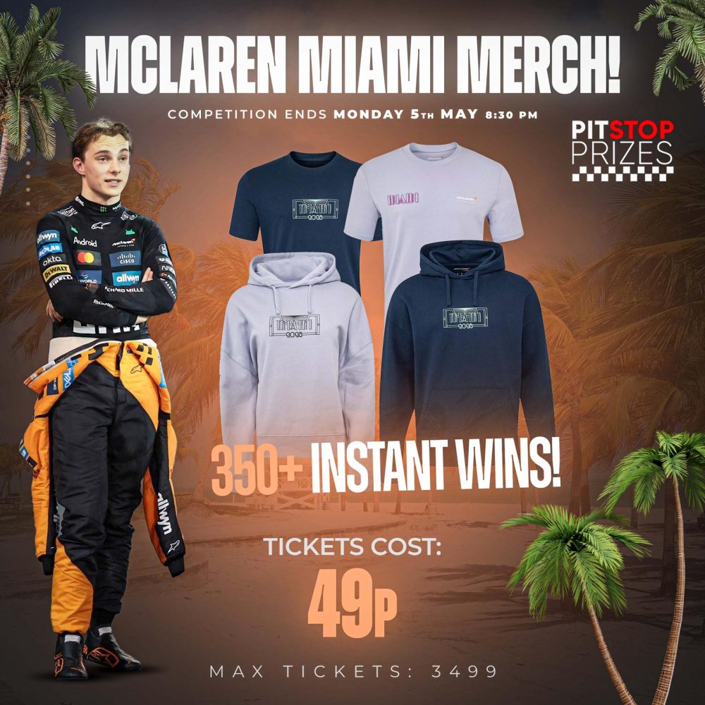 MIAMI SPECIAL: MCLAREN T-SHIRTS & HOODIES! 350+ INSTANT WINS!