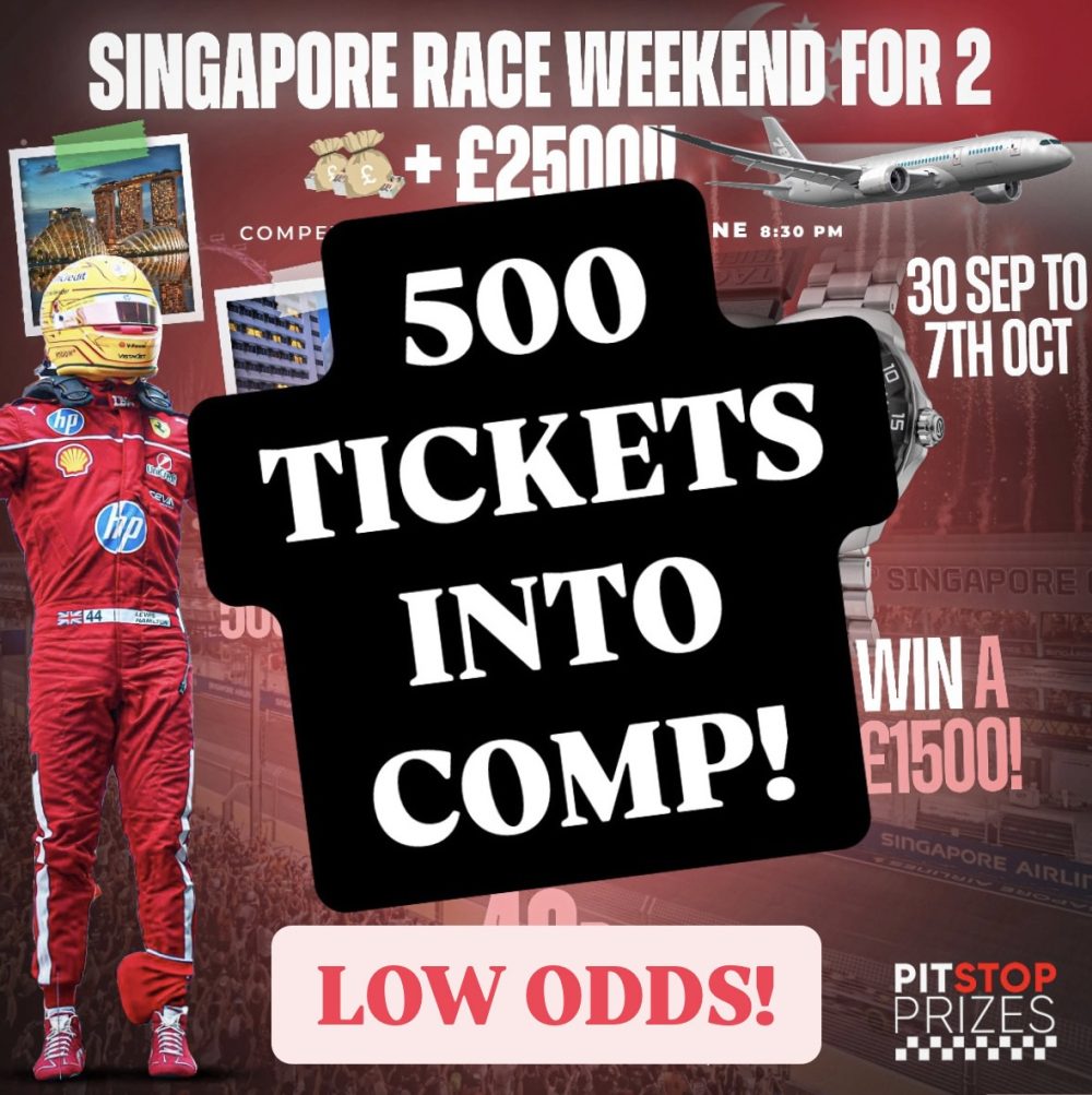 LOW ODDS: 500 TICKETS INTO SINGAPORE COMP!