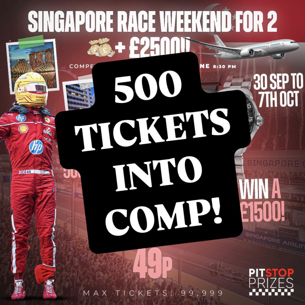 500 TICKETS IN SINGAPORE COMP!