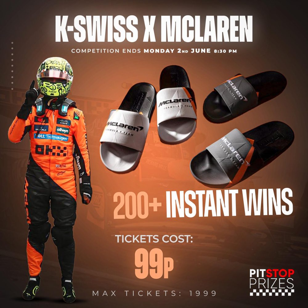K-SWISS x MCLAREN SLIDERS! 200+ INSTANT WINS!