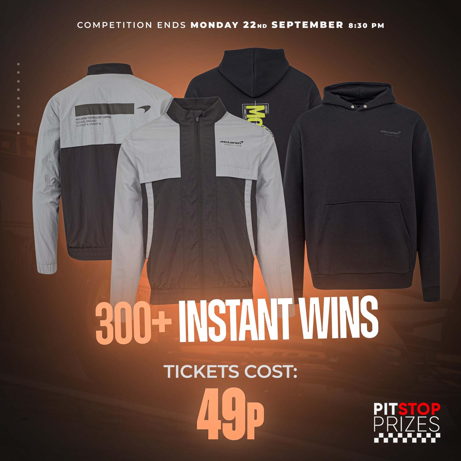 49p COMP: MCLAREN BOMBER JACKET! 300+ INSTANT WINS!