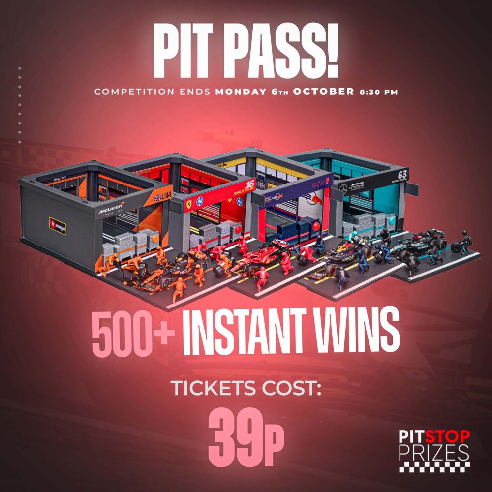 39p COMP: PIT STOP 1:43 MODELS! 500+ INSTANT WINS!