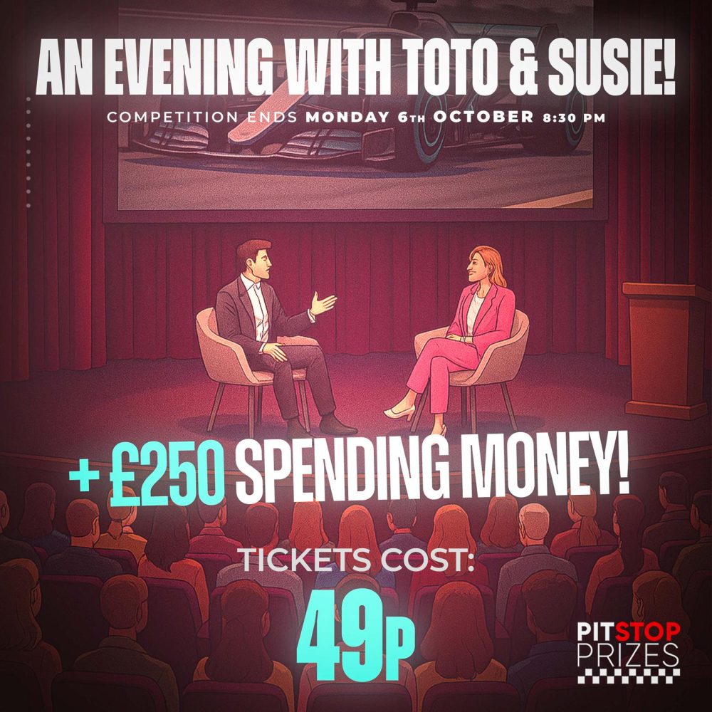 49p COMP: AN EVENING WITH TOTO & SUSIE WOLFF + £250!!