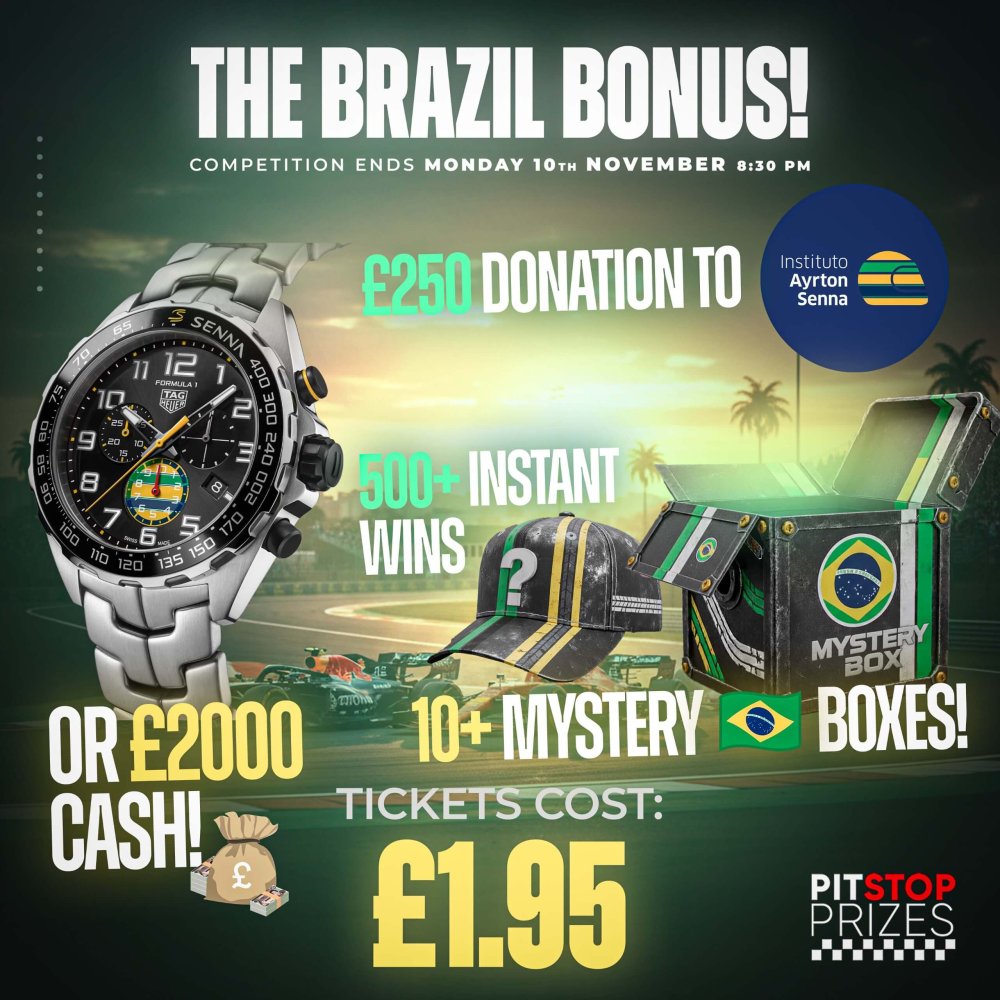 THE BRAZIL BONUS! TAG WATCH OR £2000! 500+ INSTANT WINS!