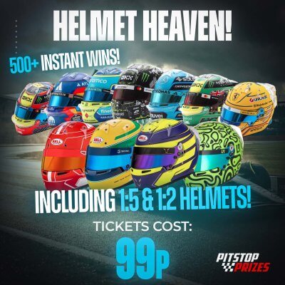 99p: HELMET HEAVEN! FULL SIZE KART HELMET OR £500! 500+ PITSTOP PRIZES!