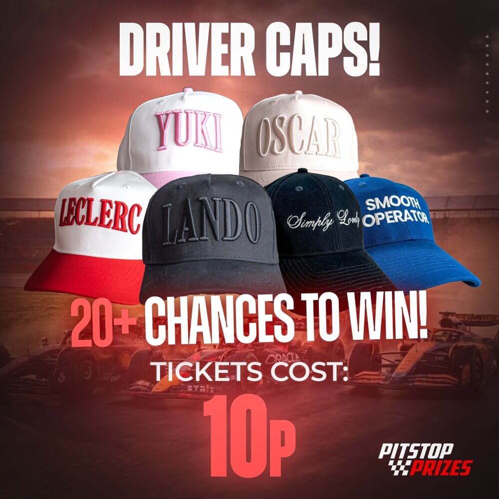 10p: DRIVER CAPS! INSTANT PITSTOP PRIZES!