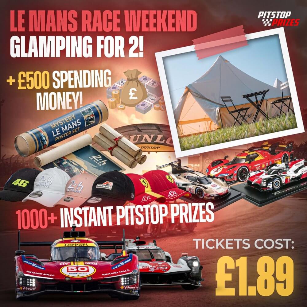 £1.89: £2000 OR LE MANS WEEKEND FOR 2 + £500! 1000+ PITSTOP PRIZES!