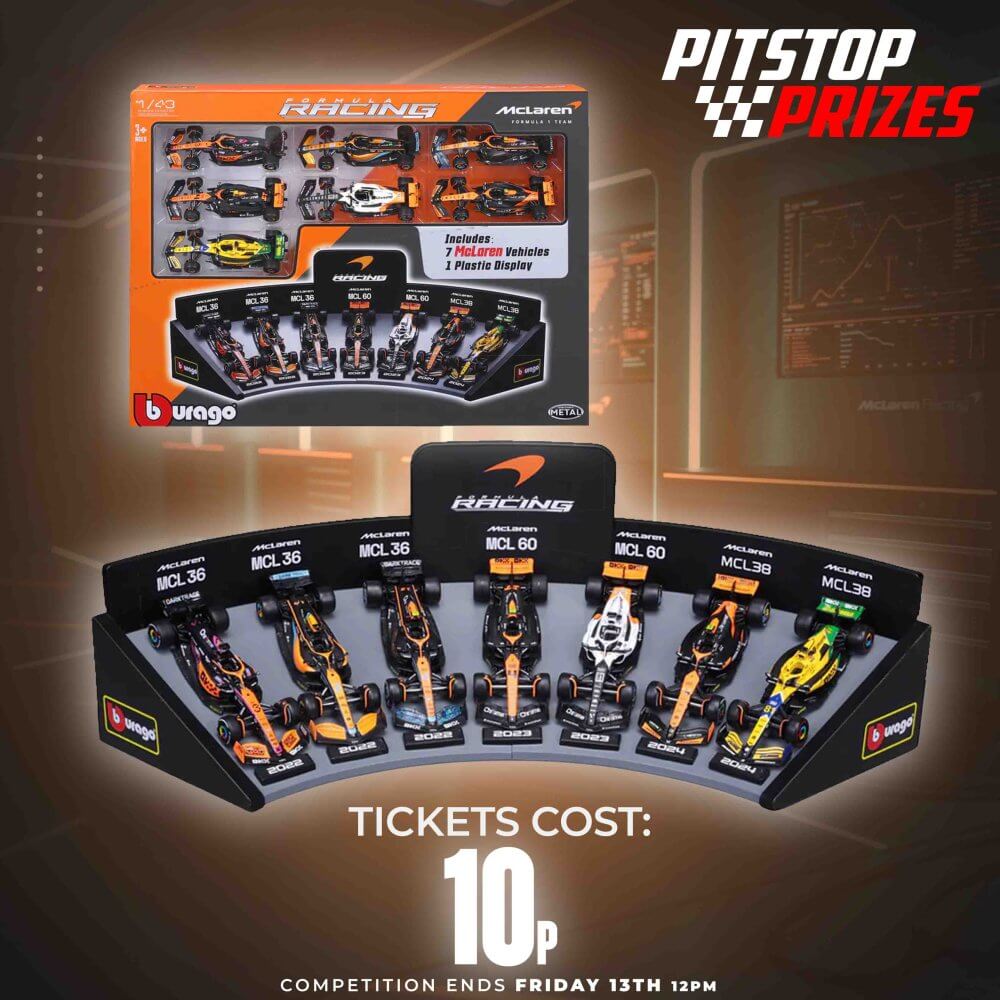 10P: Bburago F1 McLaren 7 Car Deluxe Gift Set with Display Stand 1:43