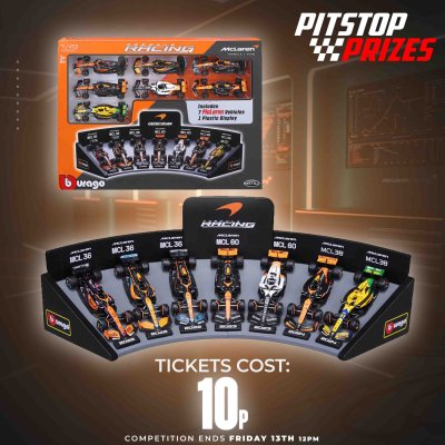 10P: Bburago F1 McLaren 7 Car Deluxe Gift Set with Display Stand 1:43