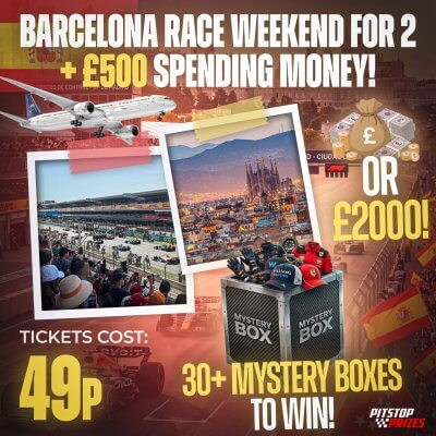 49p: BARCELONA RACE WEEKEND FOR 2 + £500 SPENDING MONEY! 30+ MYSTERY BOXES!