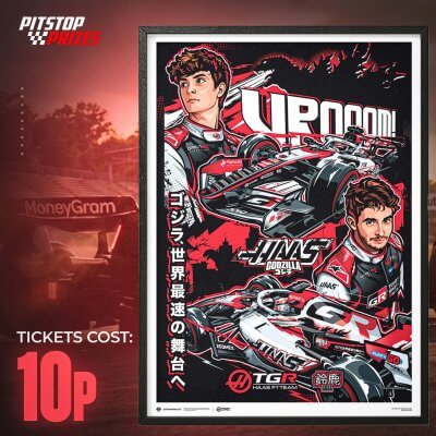 10P: TGR Haas Team | Godzilla in Suzuka 2026 | Official Framed Poster 50 x 70cm