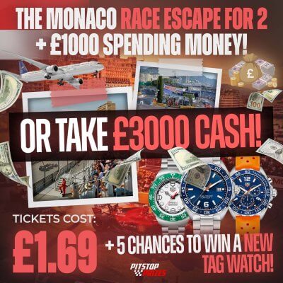 £1.69: MONACO FOR 2 OR £3000 CASH! 5 TAG WATCHES TO WIN INSTANTLY!
