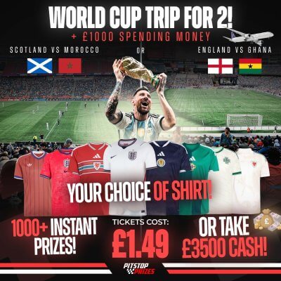 £1.49: WORLD CUP TRIP FOR 2 + £1,000 SPENDING MONEY! 1000+ INSTANT PRIZES! 🌍⚽🔥