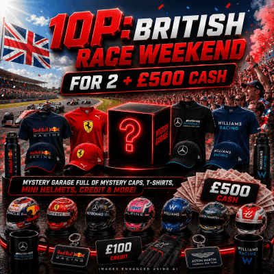 10P: BRITISH RACE WEEKEND FOR 2 + £500! 1000+ INSTANT PRIZES!