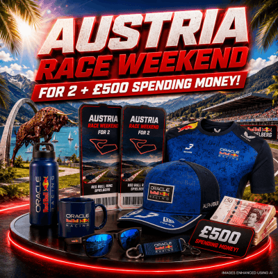 £5: AUSTRIA RACE WEEKEND FOR 2 + £500! 50+ INSTANT MERCH PRIZES!