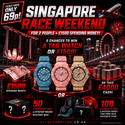 69p: SINGAPORE RACE WEEKEND FOR 2 + £1500! 2000+ INSTANT PRIZES!