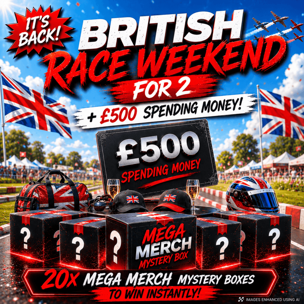 £1.89: BRITISH RACE WEEKEND FOR 2 + £500! 20 MEGA MYSTERY BOXES!
