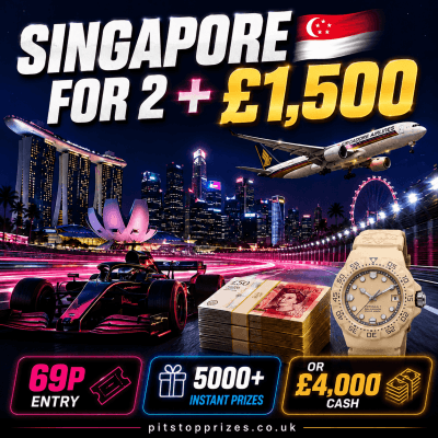69p: SINGAPORE RACE WEEKEND FOR 2 + £1500! 5000+ INSTANT PRIZES!