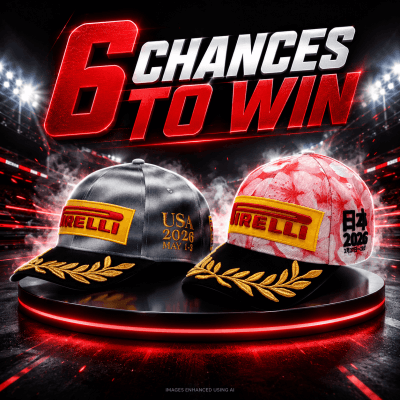 6p: PIRELLI PODIUM CAPS! 6 CHANCES TO WIN!