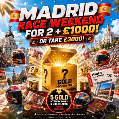 69p: MADRID RACE WEEKEND FOR 2 + £1000! 1000+ INSTANT PRIZES!