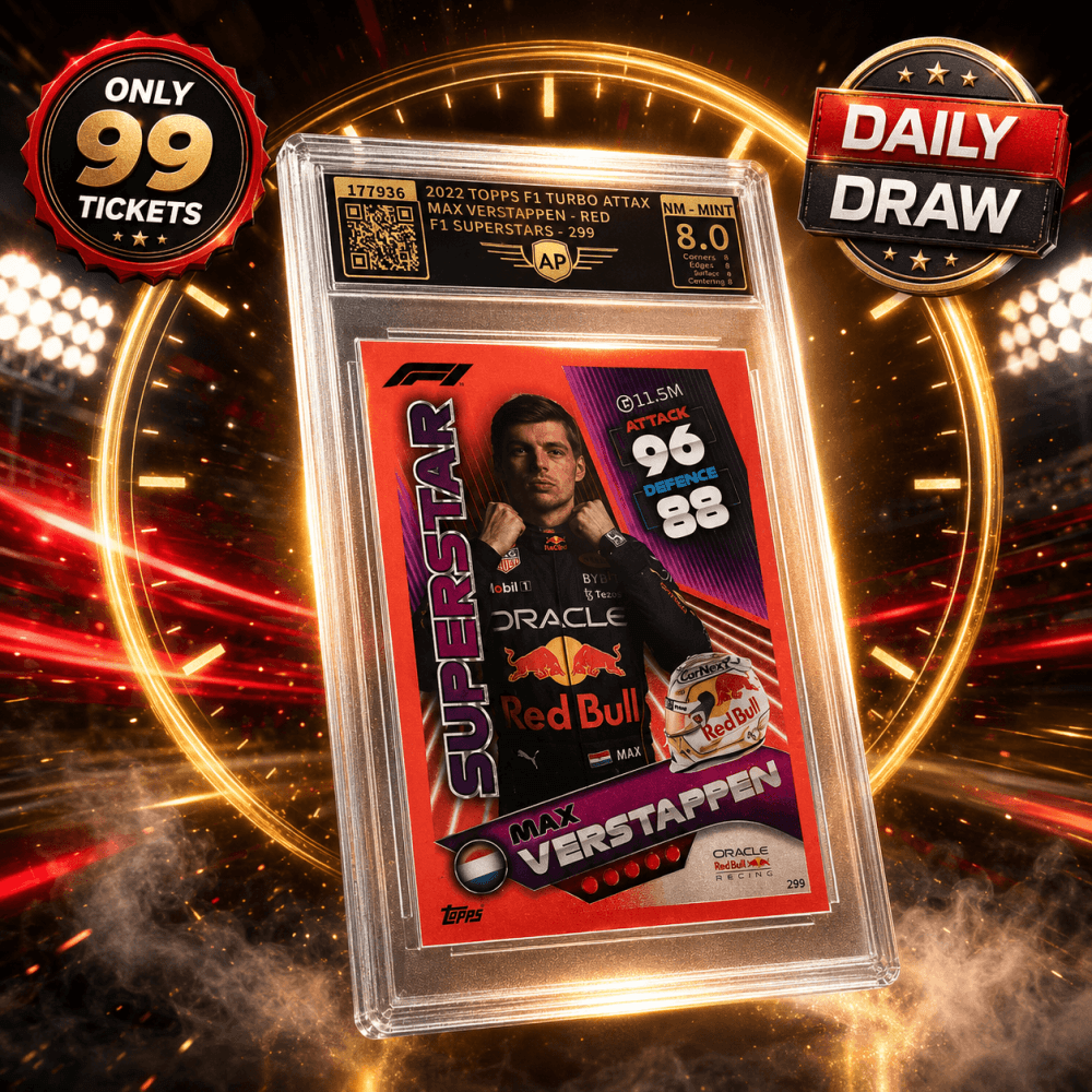 39P: MAX VERSTAPPEN RED SUPERSTAR TURBO ATTAX GRADED CARD!