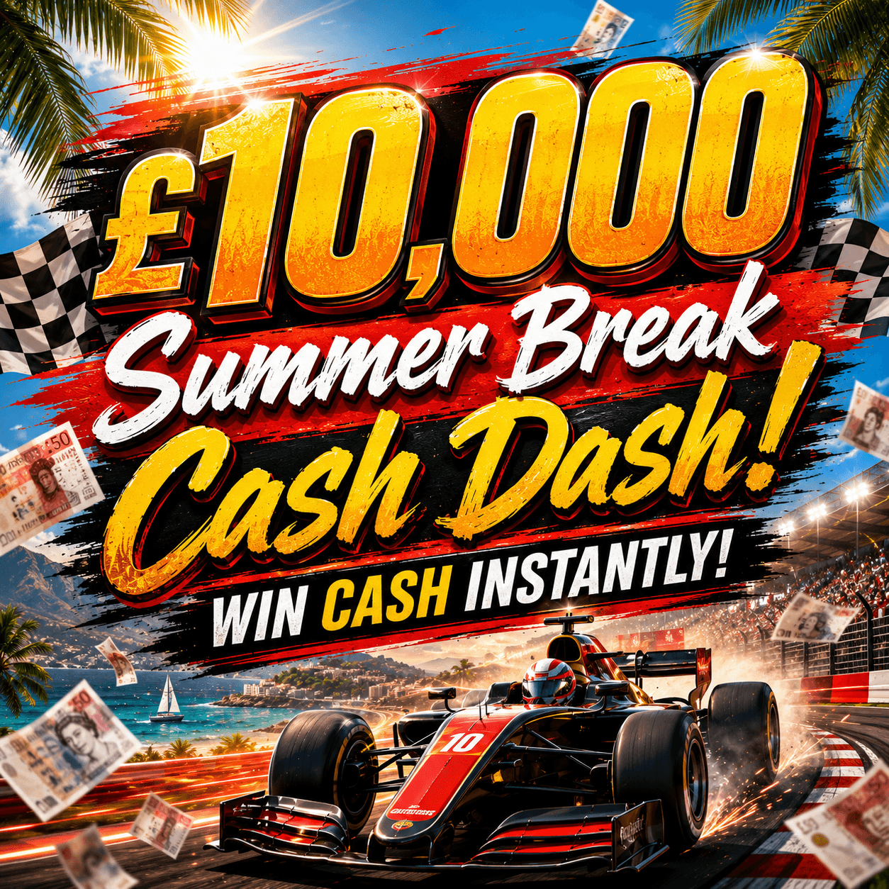 99P: SUMMER BREAK CASH DASH! £10,000+ TO WIN INSTANTLY!